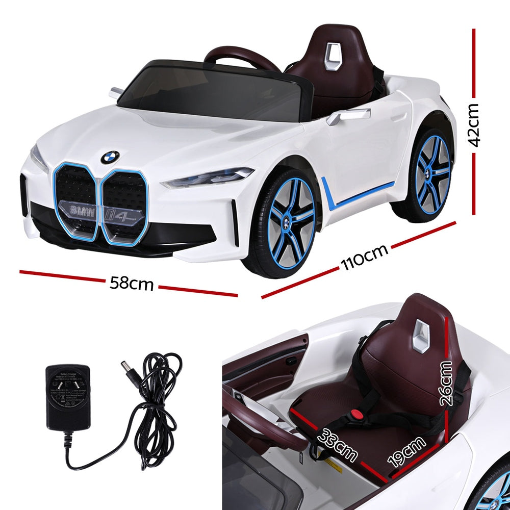 Licensed BMW I4 Sports Kids Ride On | White