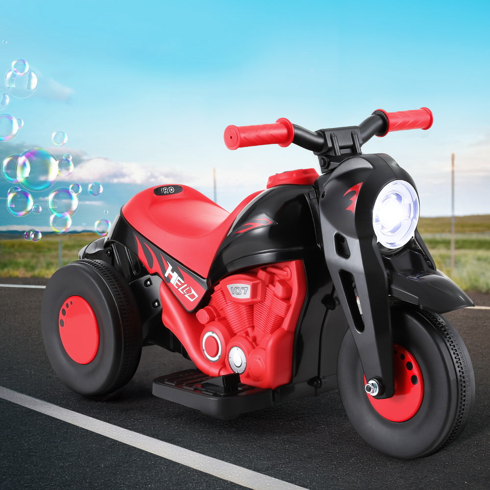 Electric 6V Kids Motorbike with Bubble Maker | Red