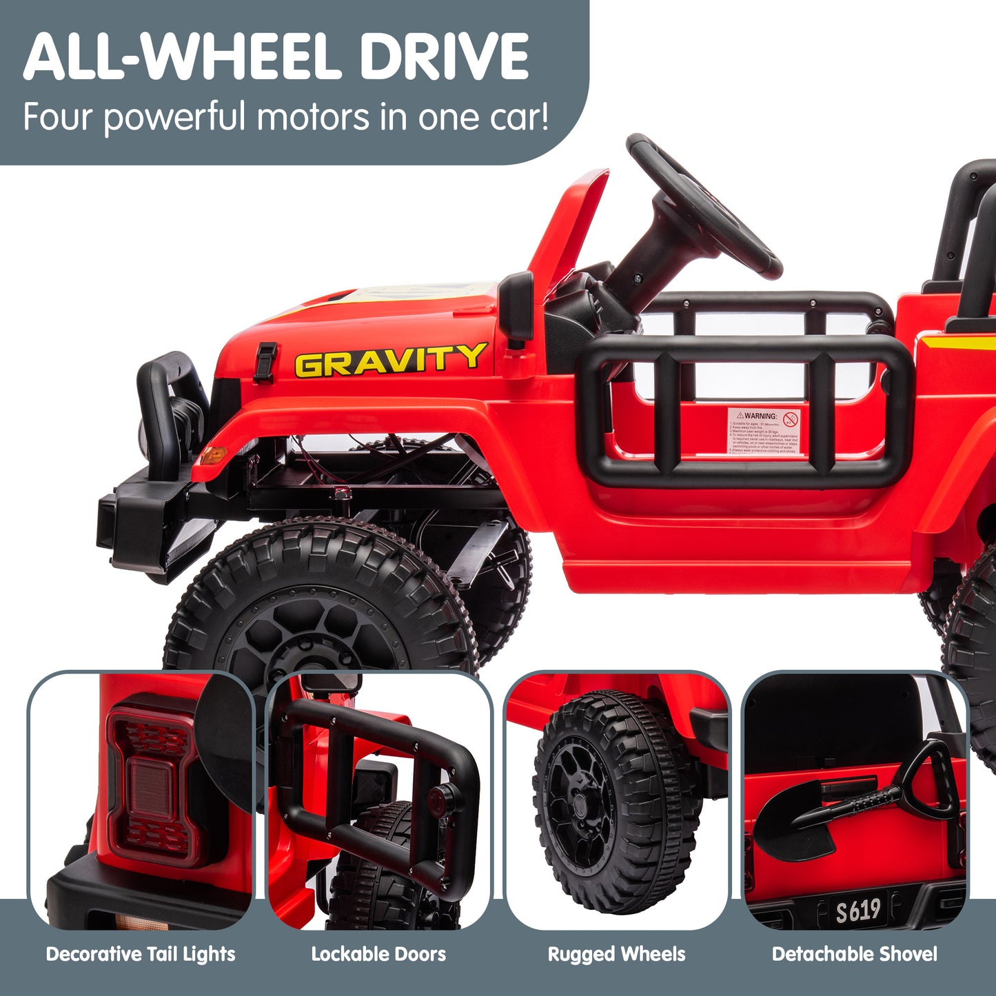 S619 Gravity Kids Ride On | Red