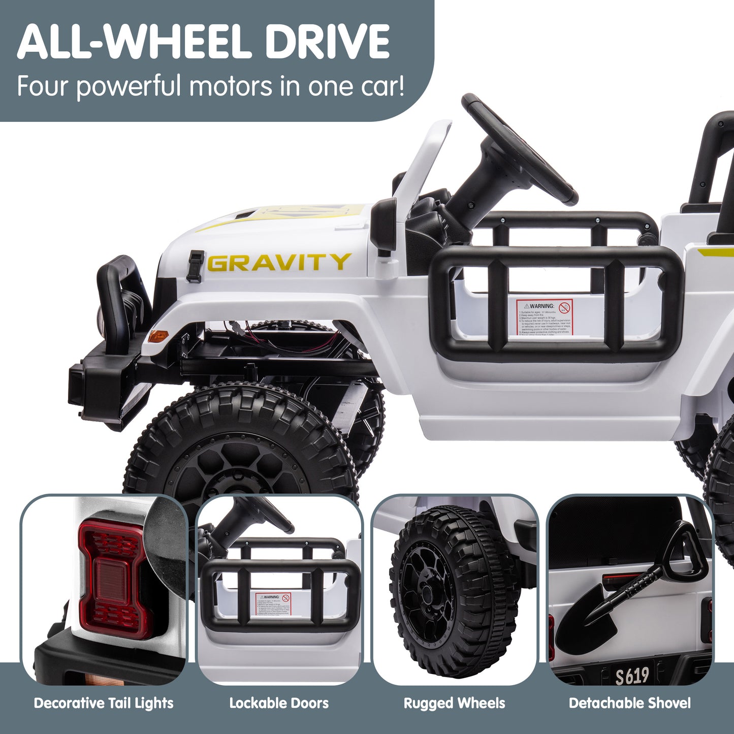 S619 Gravity Kids Ride On | White