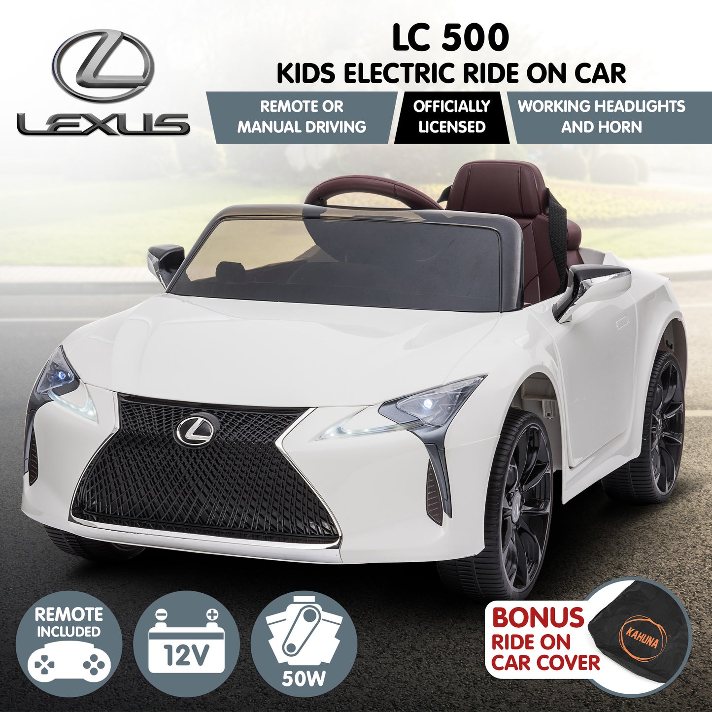 Licensed Lexus Lc 500 Kids Ride On | White