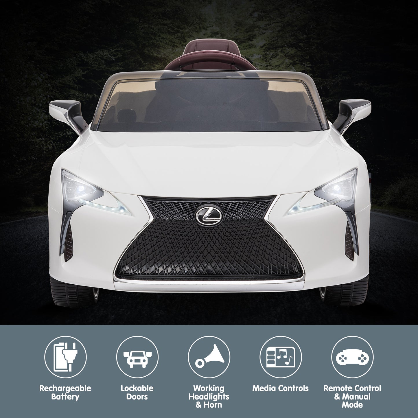Licensed Lexus Lc 500 Kids Ride On | White
