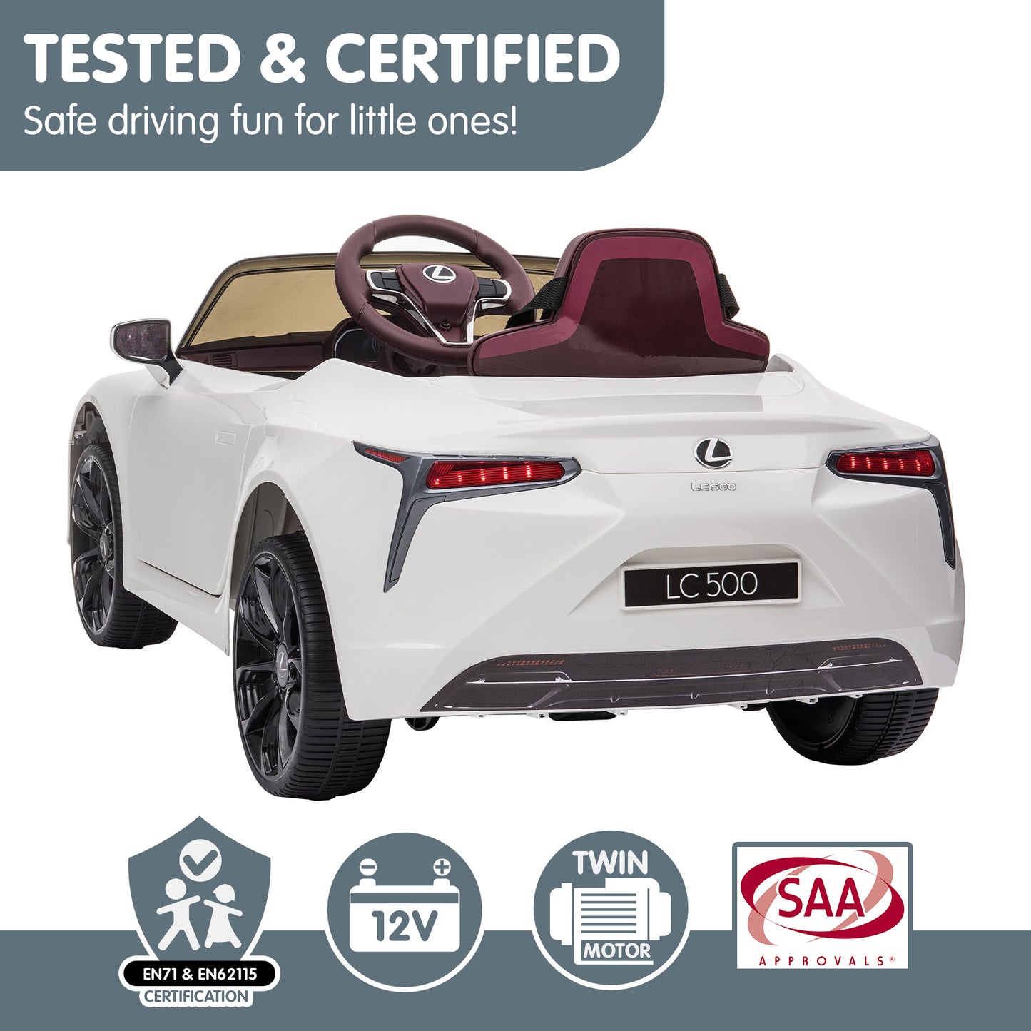 Licensed Lexus Lc 500 Kids Ride On | White